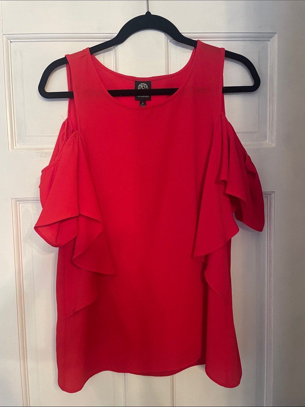 bobeau Cold-Shoulder Ruffle Camisole - Red